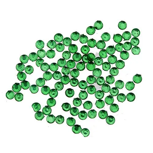 Decorațiuni unghii, culoare verde, 1,5 mm - strasuri rotunde în săculeț, 90 buc