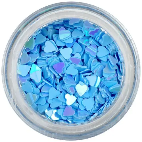 Confetti nail art - inimi albastre