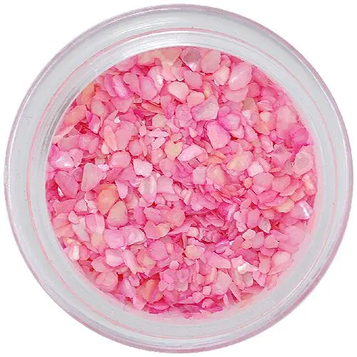 Decorațiuni nail art – cochilii zdrobite, roz deschis