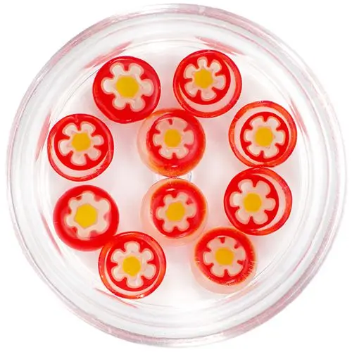 Decorațiuni pentru unghii - strasuri roșii cu flori, cercuri