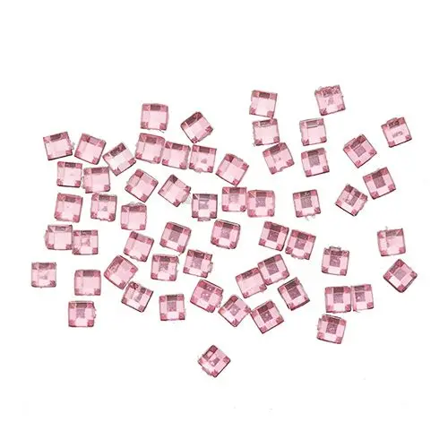 Strasuri pătrate - roz-deschis, 50buc